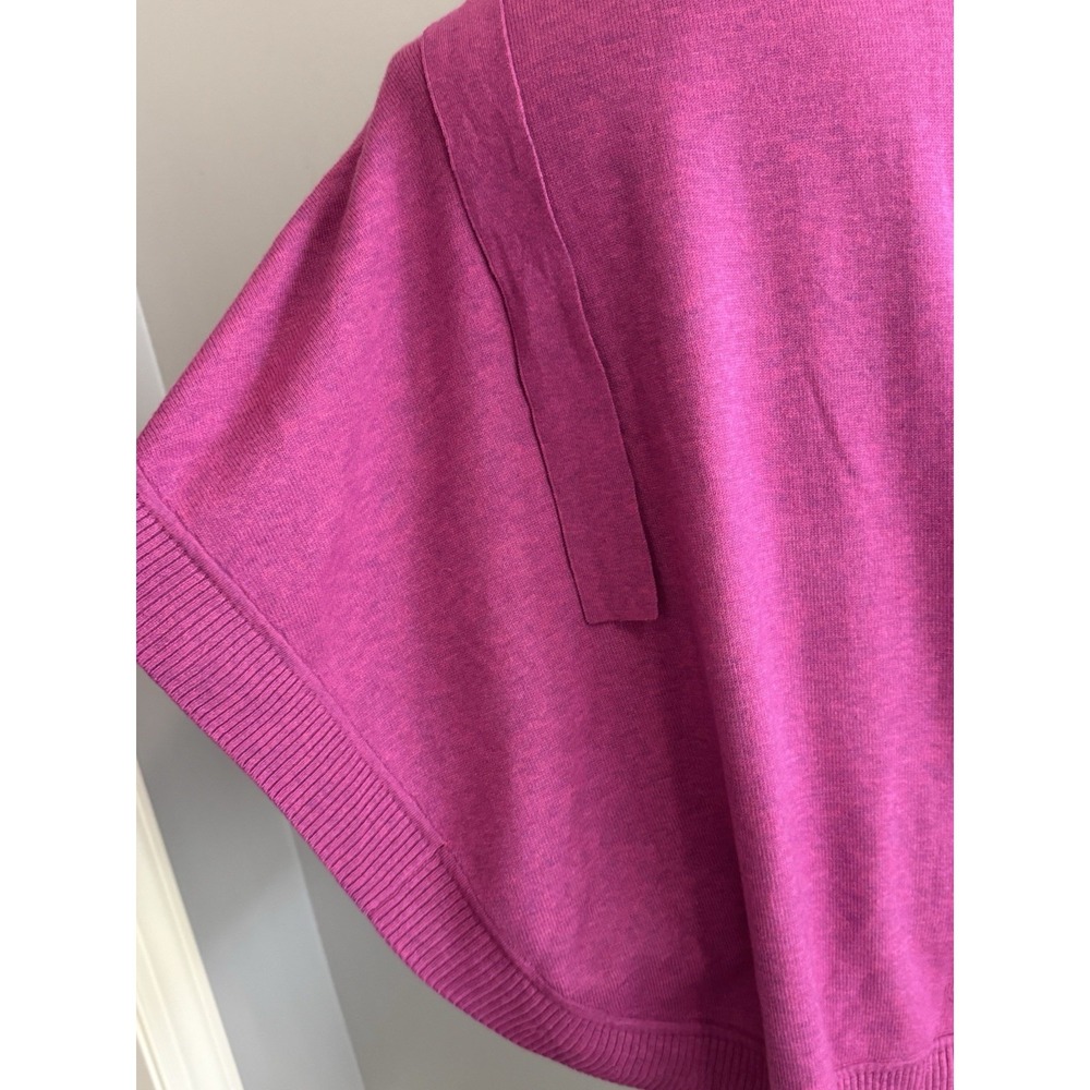 Talbots Tie Neck Soft Knit Poncho Cape Pink Purple Top Layer Sash Lightweight Lg - Picture 8 of 12